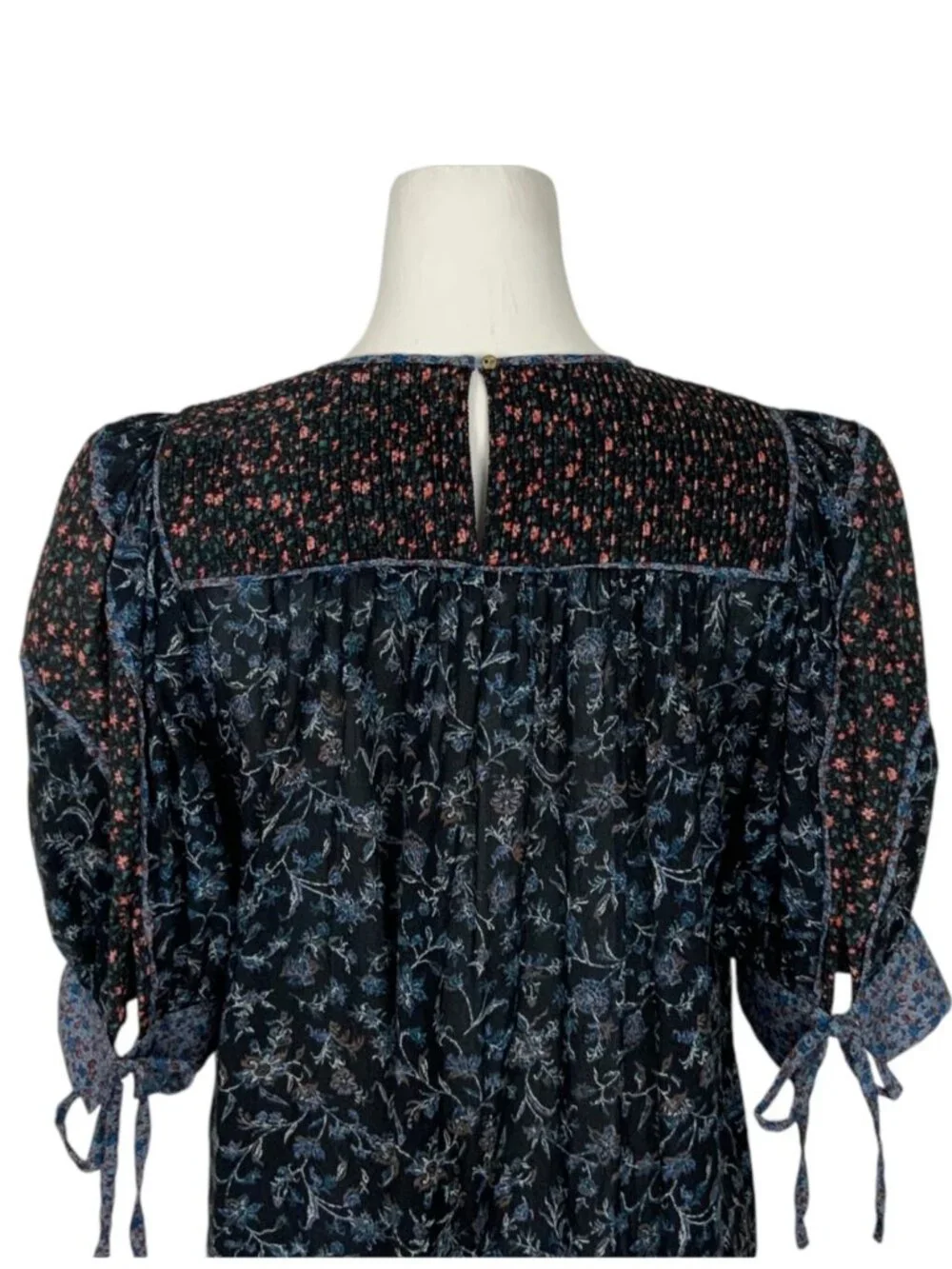 Ulla Johnson Stella Pintucked Top Blouse 6 Floral Puff Short Sleeve